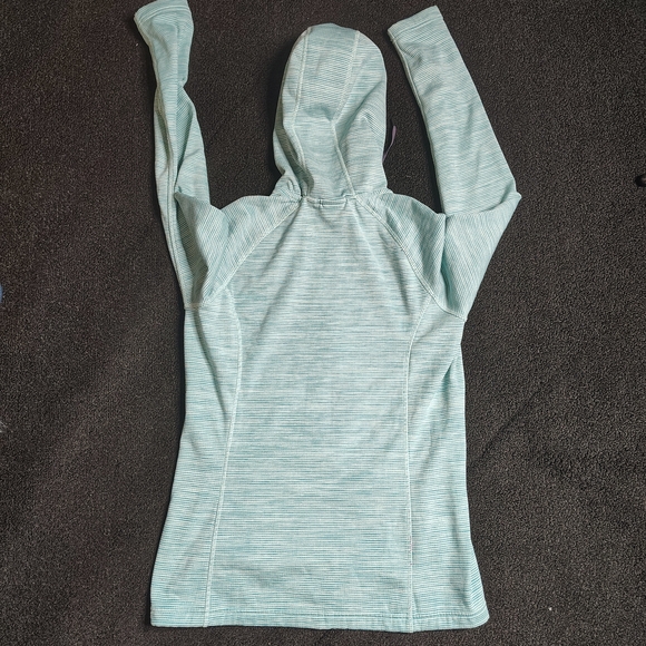 The North Face Blue Green Striped Full Zip Jacket Hood Logo Women's Size Small - Picture 3 of 11